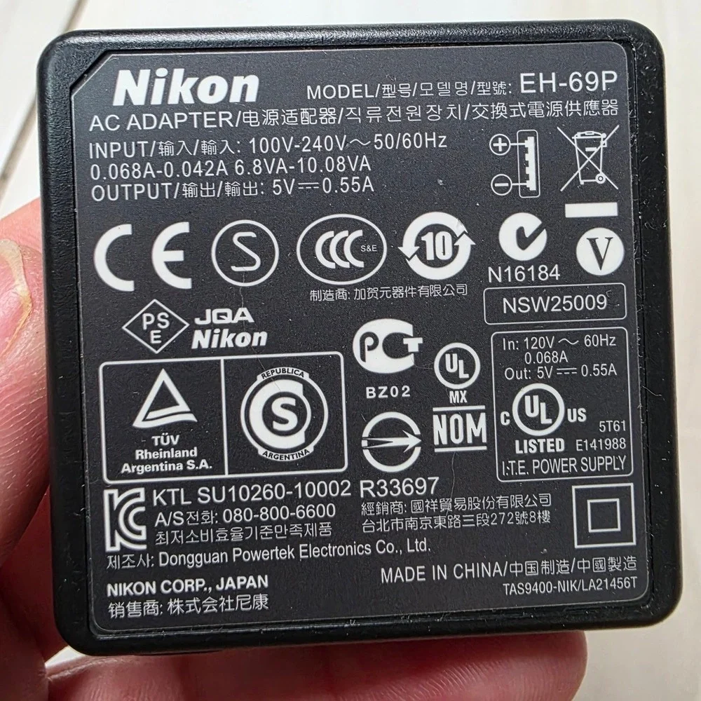 Nikon EH-69P AC Adapter Wall Charger 3 USB Cables‎ for Coolpix Cameras Black W4